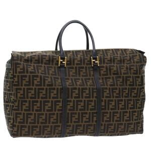 FENDI Zucca Canvas Boston Bag Brown Black